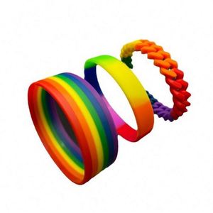 Silicone <b>Bracelet</b> 6 Segmented Personalized <b>Rainbow</b> Accessories Strap Custom Wrist Bands - Product Image 1