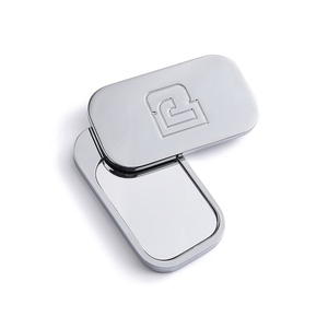 Silver Color Dual Sided Luxury Debossed Logo Small Portable Cosmetic Pocket <b>Mirror</b> - Product Image 6