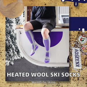 Chaussettes de ski en laine tricotée épaisse unisexe pour l'hiver 2026, chaussettes chaudes de longueur mi-mollet pour la course à pied, la randonnée et les sports de plein air - Product Image 2