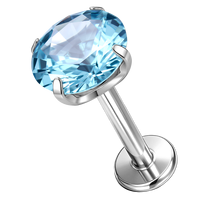 Piercing en Titane ASTM F136 G23 Plaqué Or/Argent avec Zircon, à Filetage Interne, pour Lèvre, Labret, Boucles d'Oreilles, Clous de Lèvre, Tragus