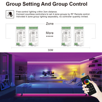 C100Z 4 Zone MESH Remote GroupSync Smart Zigbee Controller App Voice DC12/24V Inalámbrico Cambio de color Controlador de tira de luz LED