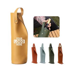 Sac à vin portable en cuir PU avec logo personnalisé, sac de transport pour bouteille de vin, porte-cadeau pour whisky, sac à main, sac de voyage pour bouteille de vin - Product Image 1