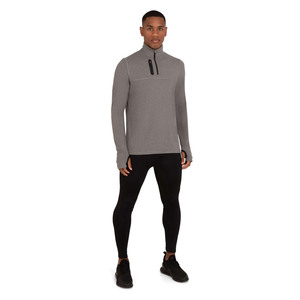 Tùy Chỉnh Người Đàn Ông Của Quý Dây Kéo Chạy T-Shirt Nhanh Chóng Làm Khô Giản Dị Dài Tay Đứng Cổ Áo Tập Thể Dục Thể Thao Áo Thun - Product Image 5