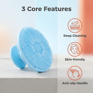 Factory Direct Silicone Bath Loofah Scrubber Facial Cleansing Brush <b>Scalp</b> Massage Deep Pore <b>Exfoliating</b> Blackhead Custom Logo - Product Image 5