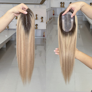 Topper de Cabello Humano 3*5.5 Listo para Enviar, Topper de Cabello Humano Remy Ruso con Base de Monofilamento Totalmente Cosida a Mano para Mujeres - Product Image 1