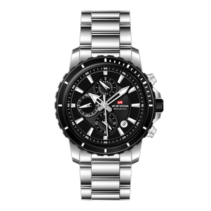 Montre chronographe à quartz pour homme, en acier inoxydable, étanche, sportive, avec date et aiguilles lumineuses - Product Image 4