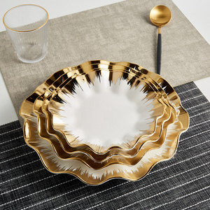 Wholesale Luxury Eco-Friendly White Ceramic Panels with Gold Edges for Wedding Parties Decorations - Product Image 1