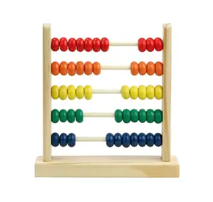 Sealive 50珠木制算盘儿童教育玩具3-5岁儿童学习和玩多色柜台