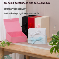 Boîte cadeau magnétique de luxe, emballage en carton rigide, boîte pliable en papier, logo personnalisé, noir estampé, vente en gros