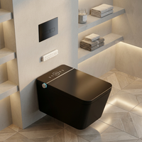 WC intelligent mural électrique au design moderne avec cuvette allongée, sanitaires dissimulés pour salle de bain