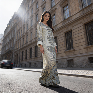 Robe Abaya élégante en polyester imprimé de style nouveau personnalisé de qualité supérieure pour les femmes musulmanes Occasions spéciales - Product Image 2