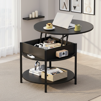 Table basse moderne avec plateau relevable, étagère de rangement, compartiment caché, 2 niveaux, écologique, couleur personnalisée, style nordique