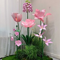Grande Composition Florale Artificielle de Tulipes Roses Faite à la Main pour Décoration Intérieure, Idéale pour Mariages et Centres Commerciaux