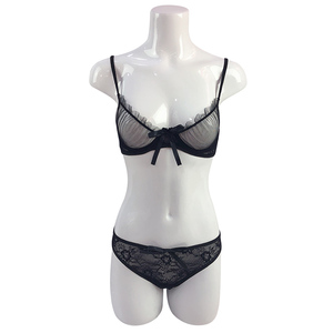 Pura de malla y encaje <span class=keywords><strong>con</strong></span> aros <span class=keywords><strong>mujeres</strong></span> sujetador chicas Sexy Lencería sujetador y Panty conjunto de <span class=keywords><strong>ropa</strong></span> interior - Product Image 1