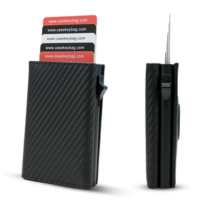 Casekey Tri Fold Leather Magnetic Closure Pop up <b>Wallet</b> Minimalist Carbon Fiber <b>Smart</b> Cardholder Men Tracker <b>Wallet</b> - Product Image 3