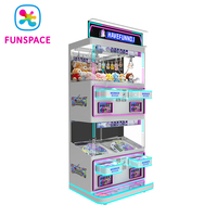 Funspace Distributeur de Jouets Innovant pour 4 Joueurs, Machine à Grappins d'Arcade à Double Niveaux, Fonctionnant aux Billets et aux Pièces, Idéal pour Cadeaux