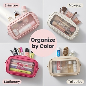 Bolsa de Cosméticos de PU de 10 Pulgadas al por Mayor, Bolsa de Maquillaje de Viaje de Gran Capacidad, Colores Personalizados, Bolsa de Almacenamiento de Cosméticos con Asa - Product Image 5