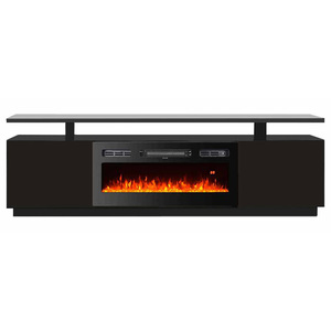 Support TV personnalisé avec <span class=keywords><strong>foyer</strong></span> électrique à flammes artificielles noires et chauffage intégré pour salon - Product Image 3