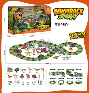 Giocattolo a batteria per pista di dinosauro da 183 pezzi per pista da corsa per slot per bambini con pacchetto personalizzato supportato dalla luce - Product Image 2