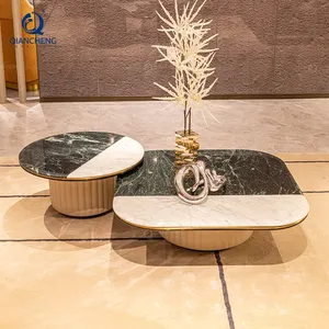 Factory custom Italian design square marble top center table for the living room round coffee table Building Creative foshan