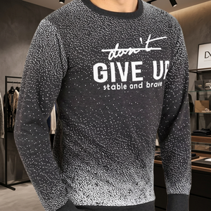 Sudadera de Cuello Redondo para Hombre, Estampado Blanco y Negro, Transpirable, Tejida, Corte Regular, Estilo Casual de Otoño - Product Image 5