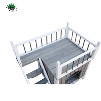 Chenil en bois pour chien Backyard Puppy Hut Abri intérieur pour animaux avec échelle et balcon