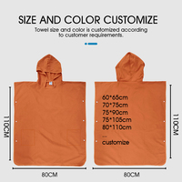 Serviettes personnalisées avec logo imprimé, en microfibre, pour adultes, poncho de surf, serviette de bain à capuche, serviette de plage