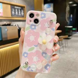 신선한 녹색 꽃 팔찌 전화 케이스 아이폰 16 15 14 13 12 11 Promax Xs <span class=keywords><strong>iPhone6</strong></span> 8 플러스 뒷면 커버 꽃 모양의 체인 - Product Image 3