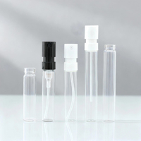 Mini Botella de Perfume de 1ml, 1.5ml, 2ml, 2.5ml, con Cuello Prensado, Atomizador de Prueba, Diseño Cilíndrico Transparente, Recargable y a Prueba de Fugas
