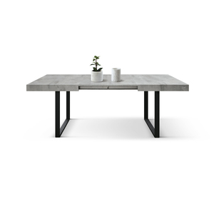 <b>Extendable</b> Concrete Gray Dining <b>Table</b> 140x90 Metal U-Shaped <b>Legs</b> Internal Use - Product Image 5
