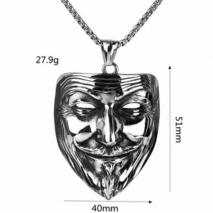 Collar de Acero Inoxidable con Colgante de la Máscara de V de Venganza para Hombre, Joyería de Regalo - Product Image 5