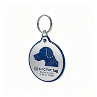 Étiquette d'identification pour animaux de compagnie NFC personnalisée, ronde, en PVC, pour chien et chat, avec porte-clés en métal, carte de membre et utilisation hôtelière, étanche, écologique