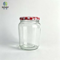 Pot en verre alimentaire à large ouverture de 500 ml, récipient vide haute transparence pour produits fermentés et emballage de confiture en détail