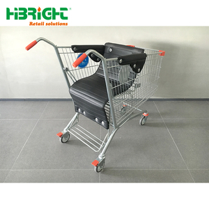 Chariot de courses pour enfants avec siège intégré - Chariot de courses de supermarché sécurisé en acier métallique avec structure en maille et roulettes - Product Image 4