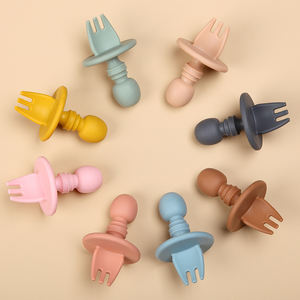 Ensemble d'alimentation pour bébés, cuillère d'entraînement pour nourrissons avec fourchette, vente en gros, - Product Image 2