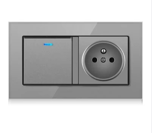 146*86 Mét Tempered Glass Bảng điều chỉnh pháp tường ổ cắm 1Gang 1 Way LED chuyển đổi tường cơ khí Rocker chuyển - Product Image 3