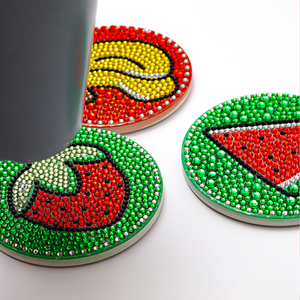 2020 nuovo diamante Mini tazza d'acqua Pad isolante fai <span class=keywords><strong>da</strong></span> te pittura diamante sottobicchiere mosaico cartone animato frutta immagine di strass regalo - Product Image 1