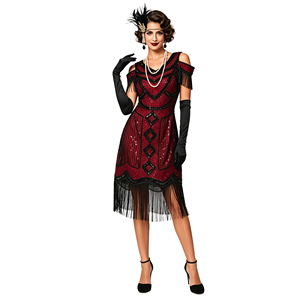 <span class=keywords><strong>Robe</strong></span> <span class=keywords><strong>de</strong></span> soirée à paillettes pour femmes, style vintage, col en V, franges, <span class=keywords><strong>robe</strong></span> <span class=keywords><strong>de</strong></span> <span class=keywords><strong>cocktail</strong></span>, <span class=keywords><strong>longueur</strong></span> genou, polyester - Product Image 6