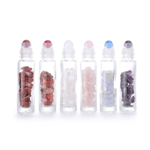Energinox Botella de cristal de piedra triturada natural Botellas de vidrio enrollables de aceite esencial Botella de cristal pequeña - Product Image 5