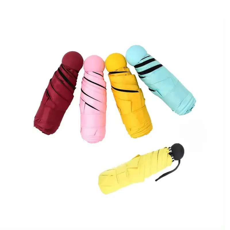 Manufacturer High Quality Cheap Children Summer Rain Small Umbrella Pocket Cute Mini Capsule Umbrella for Girls