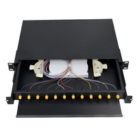 Boîtier de terminaison optique 12 ports ST 1U FTTH 19 pouces, panneau de brassage à fibre optique entièrement équipé, type tiroir, cadre de distribution de fibre optique