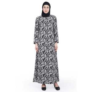 Abaya Islámica Estampada de Georgette de Doble Capa <span class=keywords><strong>AYG</strong></span> 021, Ropa Tradicional Musulmana para Mujer, Vestido Largo, Prenda Exterior - Product Image 5