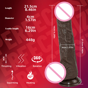 Vibrador Kovida con Calor Telescópico de Silicona Grande con Control Remoto Dildo Realista de Empuje Pene Artificial - Product Image 5