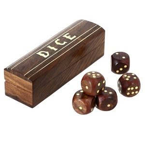 Handcrafted Wooden 5 Dice Box Holder Five Dice Game <b>Set</b> Storage Case Decorative Brass Inlay Birthday Party Gift for Men <b>Women</b> - Product Image 1