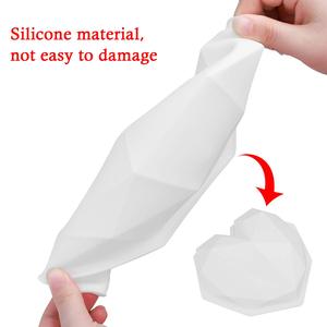 Moldes <span class=keywords><strong>De</strong></span> Silicona Blanco DIY Breakable <span class=keywords><strong>3D</strong></span> Corazón Diamante Forma Silicona Mousse Cake Mold - Product Image 6
