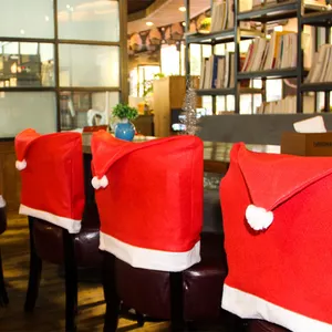 カンロン高品質北欧クリスマスクリスマス大人の装飾スパンデックスホテルダイニングテーブルと椅子布カバーサンタ帽子まとめ買い