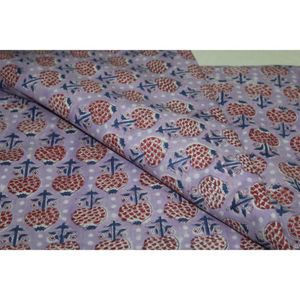 Tela de Algodón Estampada a Mano Estilo Bohemio con Diseño Floral Moderno de Jaipur, Material para Bolsos y Cortinas, Tela Ligera para Vestidos - Product Image 2