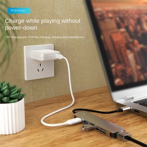 Type-C sáu trong một mở rộng Dock đa chức năng USB 3.0 HUB với hdmi3.0 SD giao diện hợp kim nhôm <span class=keywords><strong>Docking</strong></span> <span class=keywords><strong>Station</strong></span> Splitter - Product Image 2
