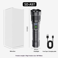 Lampe torche LED de camping 10W EDC AA ABS, design télescopique long, batterie rechargeable, affichage numérique électrique