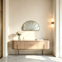 Goldener Dekorativer Wandspiegel, Geteilter Halbkreis Eisenrahmen Wandmontierter Akzentspiegel für Wohnzimmer Schlafzimmer Heim Wandkunst Deko